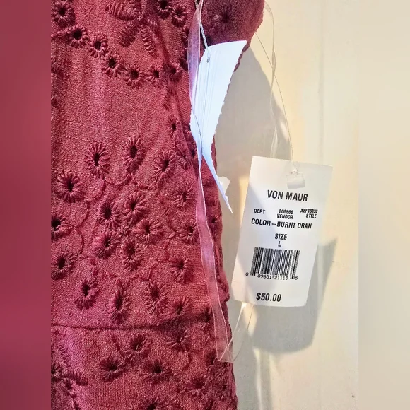Von Maur Size L Chic Dusty Pink Embroidered Dress, NWT - Picture 5 of 6